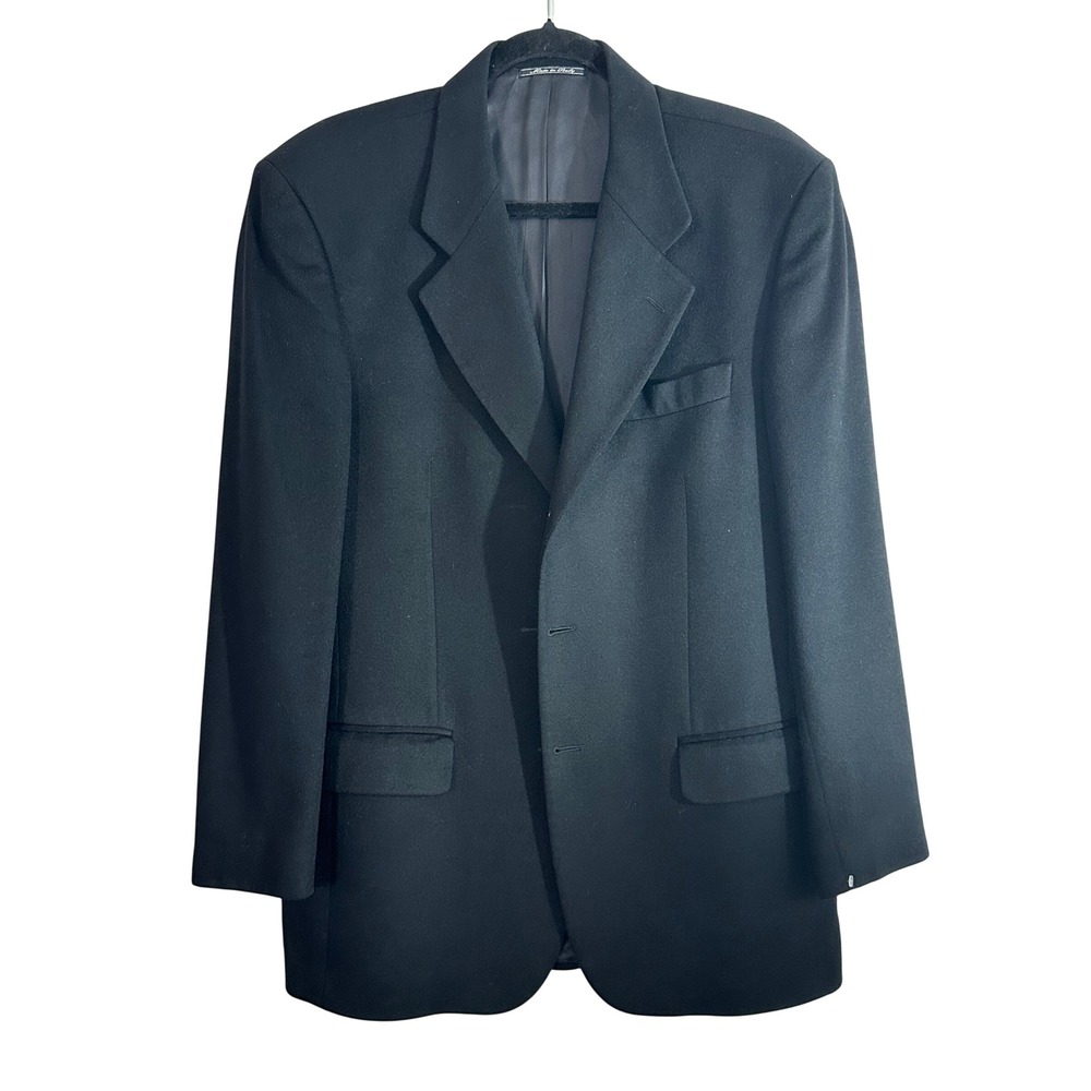 Movimento Mens Black Wool Blazer Jacket Made in Italy Two Button Sport‎ Coat 44R